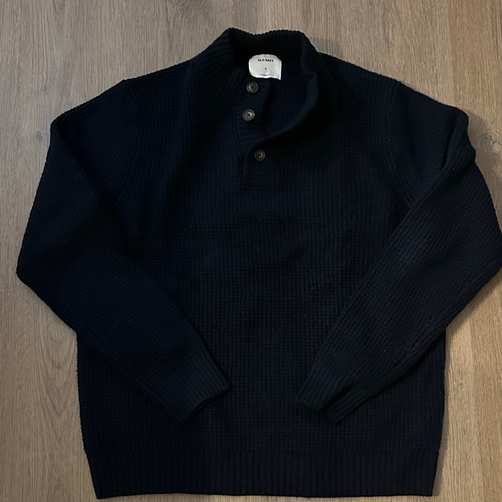Old Navy Men's Dark Navy Shawl-Collar Button Sweater